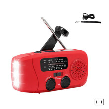 Hand Cranked Radio with LED Flashlight for-Red US regulations