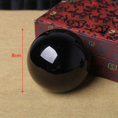 2X 80MM Natural Black Sphere Large Crystal  Healing Stone with Base 1