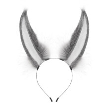 Plush Animal Bunnies Ears Headband Artificial Rabbit-dark gray