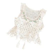 Womens Hollow Out Knitted Tank Top Floral Crochet Vest-White os