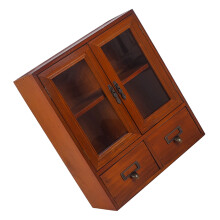 Decoratieve Opbergkast Met Vitrinedeuren En Lades Bruin