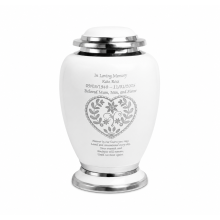 Adult Cremation Ashes Urn White Floral Heart