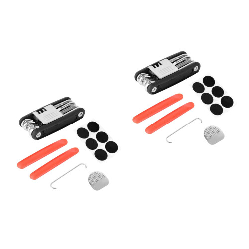 2Sets Bicycle Multi Tool Set with Chain Breaker and Tire Pry Bar Red 2