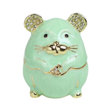 Enamel Zodiacs Ornament Box For Accessories-rat green