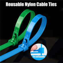 200 Attaches de Câble en Nylon de Qualité Supérieure Autobloquantes à Boucle, Sangle en Nylon Réutilisable Réglable de 8 X 200 mm avec Boucle