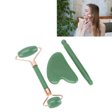Set di 3 strumenti Jadestone Gua Sha per il viso verde