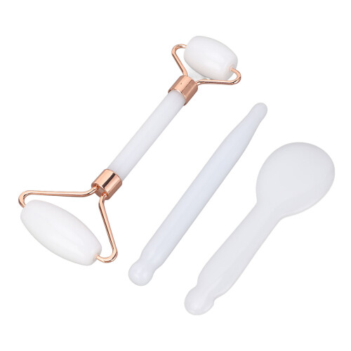 Set di rulli Jadestone - Gua Sha a doppia testa bianco