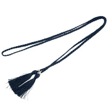 2X Woven Tassel Belt Knot Decorated Waist Chain Waist Rope Navy