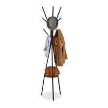 Garderobenständer mit Ablage, 6 Haken, Baumdesign