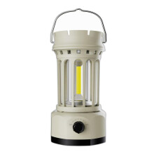Lanterne de camping rechargeable, lampe LED rétro portable à piles, 2 modes, étanche, avec crochet de suspension pour tente, idéale pour la