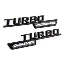 Paire d'autocollants d'emblème d'aile latérale - Compatibles avec Mercedes V8 V12 BITURBO et AMG 4MATIC+ (Noir)