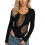 Mesh Patchwork Leotard Going Out Bodysuits Tops Round-Black L 1
