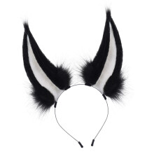 Animal Bunnies Ears Headband Plush Furry-black and white
