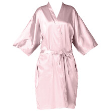 Peignoir élégant à col en V pour femme, ceinture ajustable, vêtement d'intérieur léger avec liens intérieurs, peignoir soyeux en satin doux et