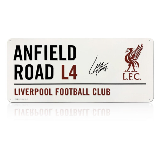 Luis Suarez Signed Liverpool Street Sign