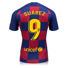 Luis Suarez Signed Original Barcelona 2019-20 Home Football Shirt (Fan Style Printing)