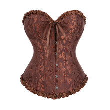 Women’s Supportive Bustier Corset Retro Style Nylon-L brown