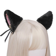 2000s Trend Furry Cats Ear Hair Clip for Cosplay and-Black