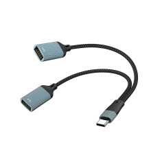 Two USB C Port Splitter Adapters Aluminum Alloy-2 USB Female