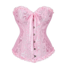 Retro Wedding Corset Bustier With Full Breast Coverage-XXL Pink