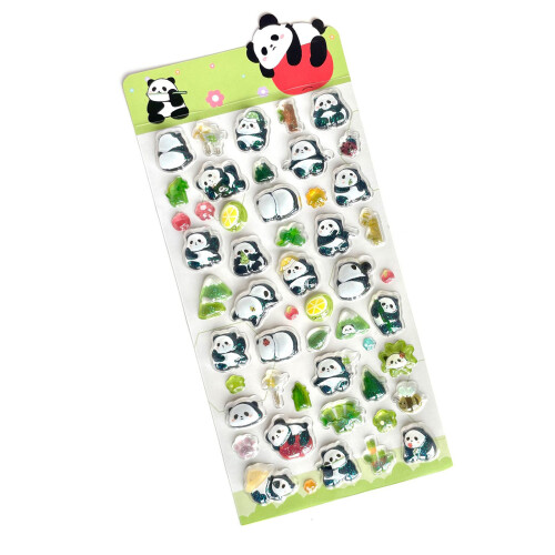 Reusable Sparkling Cartoon Sticker Safe Plastic Texture-Green