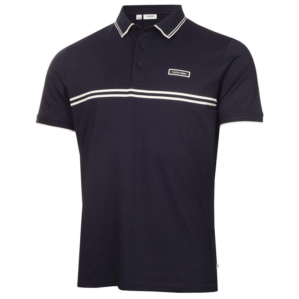 Calvin Klein (L, Navy) Mens Newtown Technical Stretch Easy Care Golf Polo Shirt