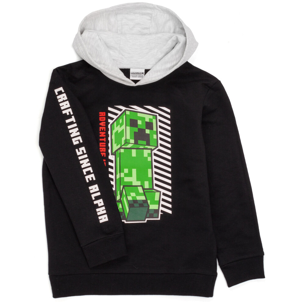 Minecraft (12-13 Years) Hoodie (Boys Black) Green,Black,Grey