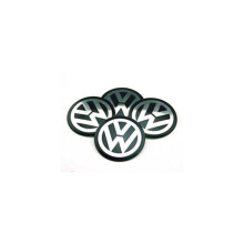 VW Schwarze Overlays Aufkleber Embleme Aluminium Geprägtes Logo 90mm (4 Stück)