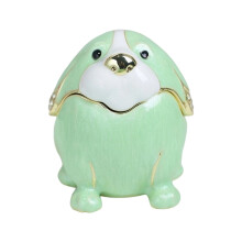Hand Painted Enamel Alloy Jewelry Holder 12 Zodiacs-Dog green