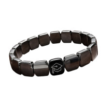 Jahr 2026 Grad Cap inspiriertes Hämatit-Stein-Armband,-Schwarz
