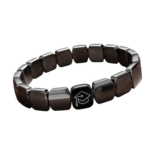 Bracelet élégant en perles d'hématite extensible sur le-Noir