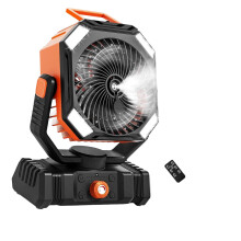 Outdoor-Zeltventilator mit Griff und LED-Licht,-Orange