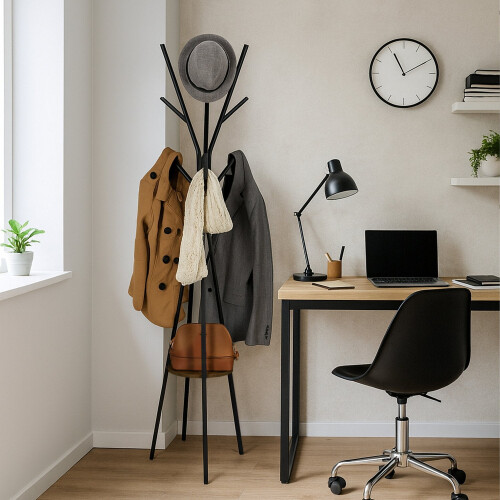 Garderobenständer mit Ablage, 6 Haken, Baumdesign 2