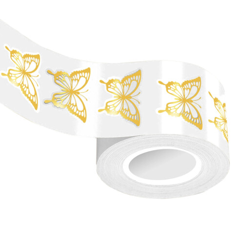 1 Roll Waterproof Golden Butterfly Pattern Sticker Scrapbooking