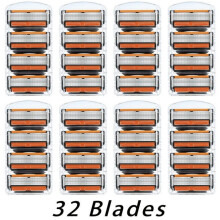 32 x 6-lagige Rasierklingen, kompatibel mit Fusion 5 Gesichtsrasierern, Herren-Reiseetui, Geschenk für Vater und Freund