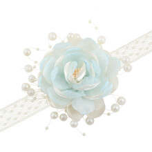 Elegant Lace Ribbon Wrist Flower Wrist Corsage With-light blue