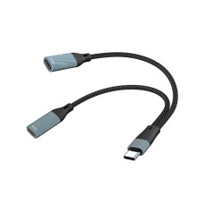 USB C Splitter Two Port Aluminum Alloy Hubs For-2 Type C Female