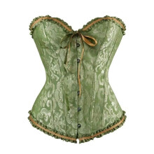 Gothic Style Bridal Bustier Corset Top Breathable-XL Green