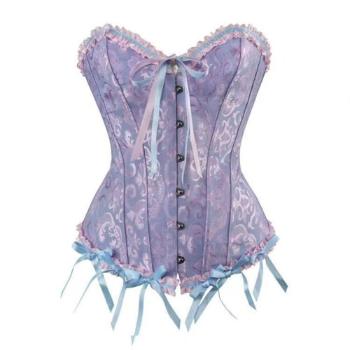 Women’s Supportive Bustier Corset Retro Style Nylon-XXL Blue