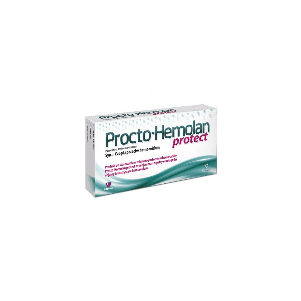 Aflofarm Procto-Hemolan Protect 10X Suppositories Hemorrhoids Piles Czopków Czopki Hemoroidy