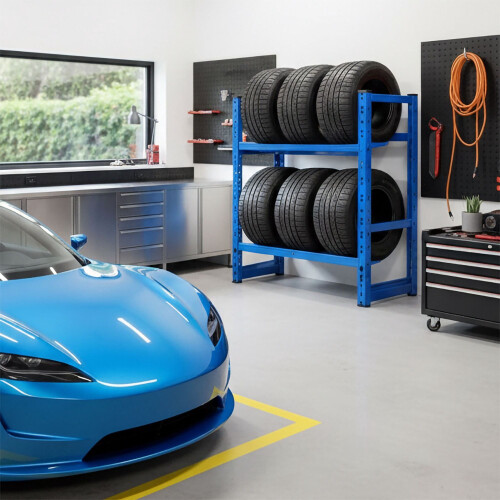Tyre Rack for 4-6 Tyres, Adjustable Steel Frame 2