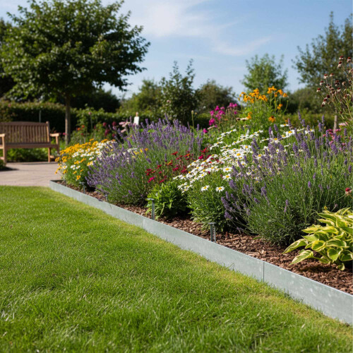 Stahl-Gartenbeeteinfassung - flexibel, Unkrautbarriere 1