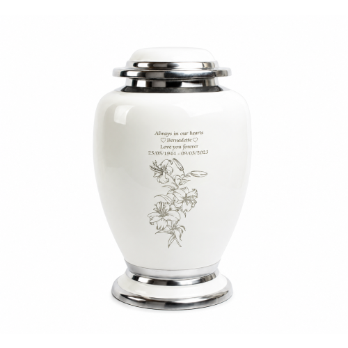 Cremation Adult Ashes Urn White Lillies