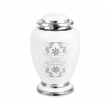 Adult Ashes Cremation White Floral Memorial Urn