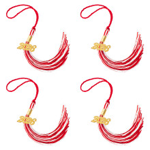 2026 Graduation Year Tassels With Polyester-Red White 4PCS