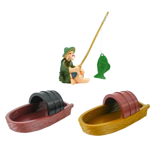 Aquarien Landschaft Künstliche Boote Kanus Figur Statue-Schwarz 1