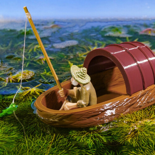 Aquarien Landschaft Künstliche Boote Kanus Figur Statue-Schwarz 2