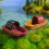 Aquarien Landschaft Künstliche Boote Kanus Figur Statue-Schwarz 5