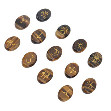 Kristall-Runenstein-Set Tigerauge - Glänzendes Finish