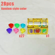 28pcs Acrylic Crystal Gemstone Set, 1 Treasure Box 27 Diamonds with Holes, Suitable For, Beach Pool Toys